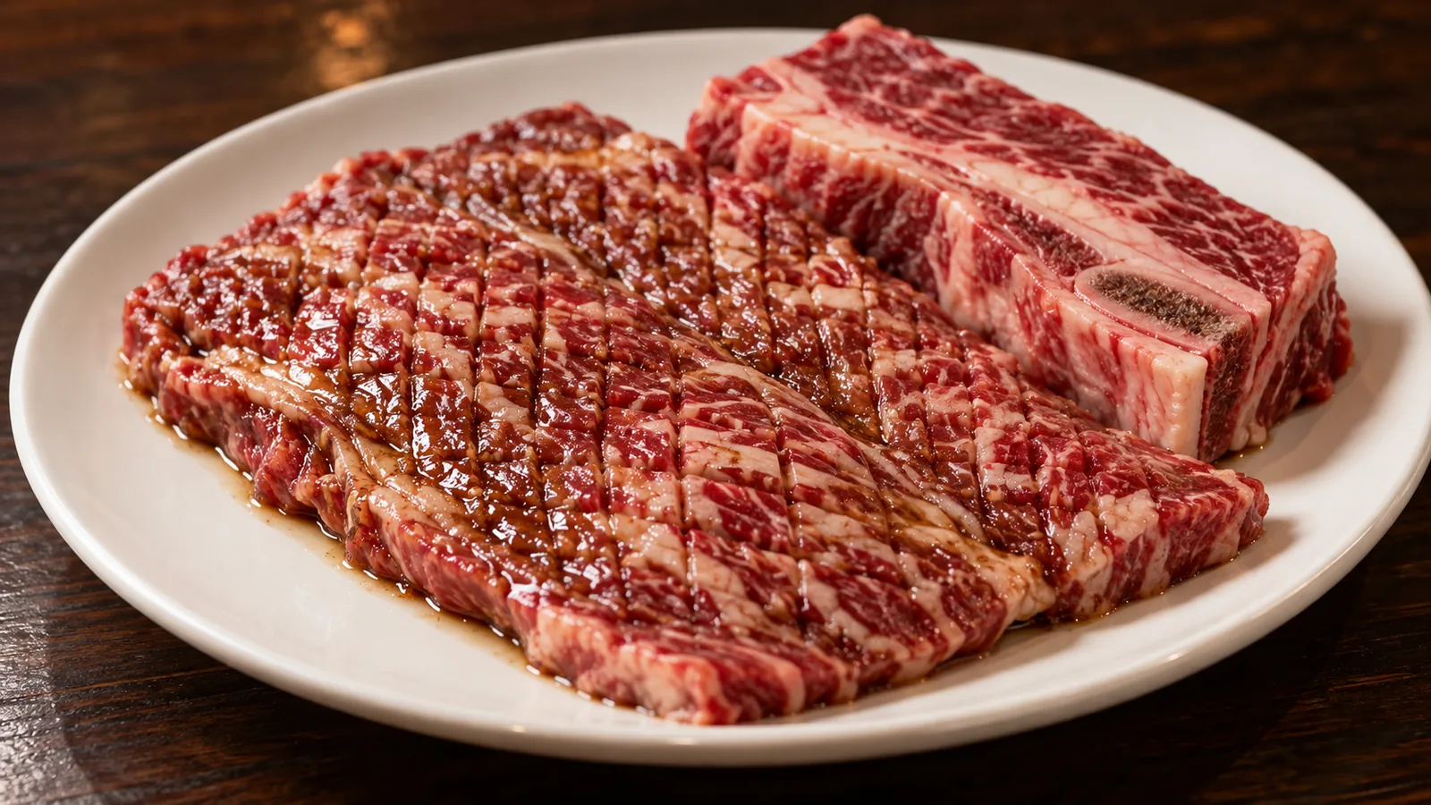 마름모꼴 칼집을 촘촘히 낸 소갈비 갈빗살